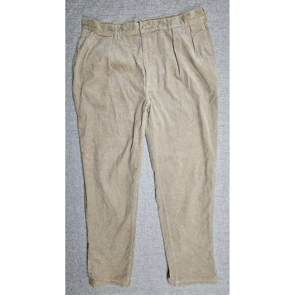 Vintage Polo Ralph Lauren Pants Mens 36x30 Beige Corduroy Pleated Made USA 90s